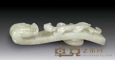 清中期 白玉螭龙带钩 长9.4cm